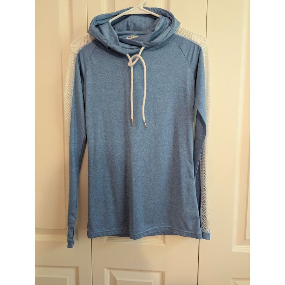 Rebel Athletic light blue hoodie top long sleeves mesh Small